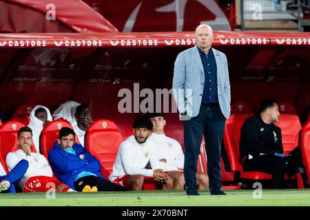 Almeria, Spanien. Mai 2024. UD Almeria Coach Pepe Mel wurde während des Spiels der LaLiga EA Sports 2023/2024 zwischen UD Almeria und FC Barcelona im Power Horse Stadium gesehen. Endstand: UD Almeria 0:2 FC Barcelona Credit: SOPA Images Limited/Alamy Live News Stockfoto