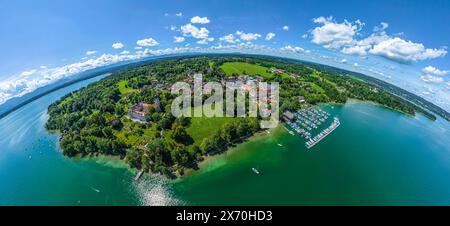 Die Gemeinde Bernried am Starnberger See im Luftbild Ausblick auf Bernried in der bayerischen Region Oberland am West Bernried Bayern Deutschland *** Stockfoto