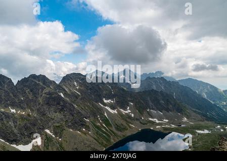 Velke Hincovo pleso See mit Gipfeln über dem Koprovsky Stit Berggipfel in der Hohen Tatra in der Slowakei Stockfoto