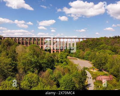 Panorama-Goeltzsch-Viadukt im Vogtland, Sachsen DDR Stockfoto