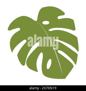 Vektor-Monstera-Blatt. Tropischer Vektor. Tropisches Vektorsymbol isoliert auf weißem Hintergrund. Element für Druck, Banner, Karte, Broschüre, Logo. Stock Vektor