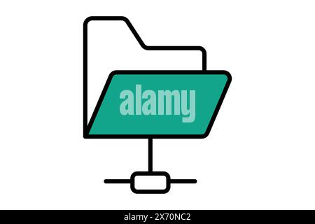 Symbol für freigegebenen Ordner. Symbol für Informationstechnologie. Symbolstil für flache Linien. Illustration des Technologieelements Vektor Stock Vektor