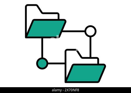 Symbol für Netzwerkordner. Symbol für Informationstechnologie. Symbolstil für flache Linien. Illustration des Technologieelements Vektor Stock Vektor