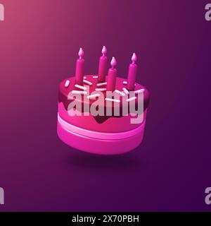 Geburtstagskuchen - stilisiertes 3D CGI Icon Objekt, nicht Gen Ai Stockfoto