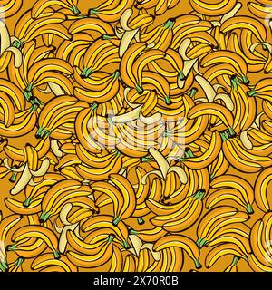 Nahtlose Muster Banane, Bananenfrucht Hintergrund. Frucht Vektor Stock Vektor