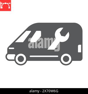 Klempnerservice Van Glyph Symbol, Klempnerservice und Transport, Handwerker LKW Vektor Symbol, Vektorgrafiken, editierbare Strich Solid Zeichen, eps 10. Stock Vektor