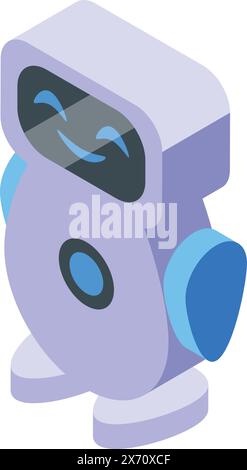 Farbenfrohe Vektorillustration eines Zeichentrickroboters in isometrischer Perspektive, ideal für technische Themen Stock Vektor