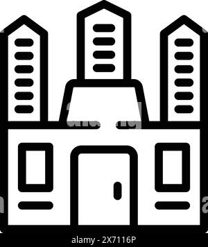 Brüsseler Stadtarchitektur Ikonen Umrissvektor. Altes belgisches Bauwerk. Nationales gotisches Wahrzeichen Stock Vektor