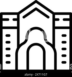 Belgische neoklassische Architektur Ikonen Umrissvektor. Historisches Baudenkmal. Sehenswürdigkeiten in Brüssel Stock Vektor