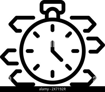 Minimalistisches Design in Schwarz und weiß mit vereinfachtem Stoppuhrsymbol für moderne Zeitmanagement-Anwendungen. Web-Schnittstelle Stock Vektor