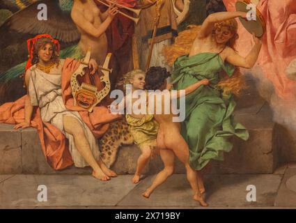 Lemberg, Ukraine - 15. April 2024: Parnas-Vorhang in der Lviwer Nationaloper Stockfoto