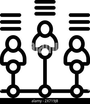 Schwarzweiß-Vektorsymbol, das ein strukturiertes Team- oder Unternehmenshierarchie-Diagramm darstellt Stock Vektor