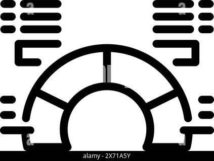 Vereinfachtes Line Art Symbol eines Tachometers in modernem, flachem Design für Instrumentenkonzepte Stock Vektor