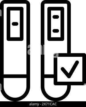 Abbildung: Zwei usb-Sticks mit einem Häkchen, die eine erfolgreiche Datenübertragung oder virusfreie Geräte symbolisieren Stock Vektor