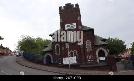 Presbyterian Church mit Meerblick an der Shore Road, Belfast Stockfoto