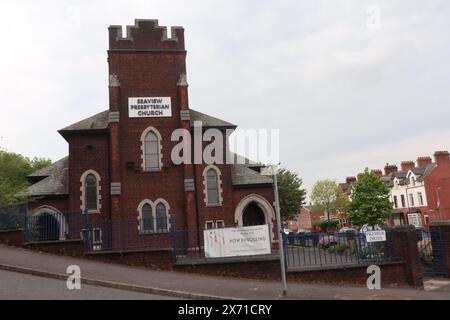 Presbyterian Church mit Meerblick an der Shore Road, Belfast Stockfoto