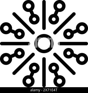 Schwarzweißbild mit radialem Muster und verbundenen Knoten, ideal für Hintergründe Stock Vektor