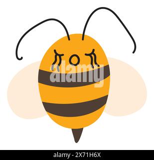 Emoji-Symbol für frustrierte Bienen. Niedliche Kinderfigur. Objekt Sommer Symbol flach Vektor Honig Art.. Zeichentrickelement für Web- oder Typografie, Poster Stock Vektor