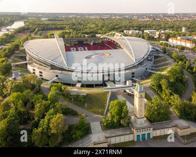 Leipzig - 09. Mai 2024: Luftaufnahme der Red Bull Arena in Leipzig Stockfoto