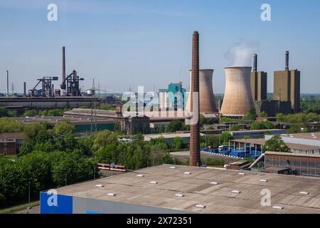 Duisburg, Ruhrgebiet, Nordrhein-Westfalen, Deutschland - Industrielandschaft im Ruhrgebiet, HKM Stahlwerk, mit Hochöfen, Duisburg-Huckingen Stockfoto