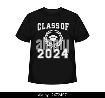 Klasse von 2024, Schriftzug Schriftbanner Gratulation Vorlage für Design Party High School oder College, Graduiertenschrift mit akademischer Kappe Stock Vektor