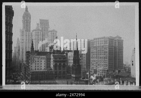 Singer, City Investing und Hudson Terminal Buildings, New York, negative sind Varianten. Detroit Publishing Co. No. P 70., Gift; State Historical Society of Colorado; 1949, Wolkenkratzer. , Bürogebäude. , Bahnhöfe. , Usa, New York (Bundesstaat), New York. Stockfoto