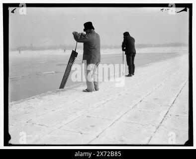 Eisernte, Sägen, Datum basierend auf Detroit, Katalog P (1906) und 'Detroit Photographic Co.' auf negativ., Detroit Publishing Co.-Nr. 09192., Geschenk; State Historical Society of Colorado; 1949, Eisindustrie. Stockfoto