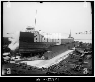 Dampfer William P. Snyder, Titel aus Jacke., Ort und Datum basierend auf Ort und Datum der Schiffbauzeit., 'R 40' auf negativ., No Detroit Publishing Co. No., Geschenk; State Historical Society of Colorado; 1949, William P. Snyder (Frachter), Frachtschiffe. , Bootsindustrie und Schiffbau. , Piers & Kais. , Usa, Michigan, Ecorse. Stockfoto