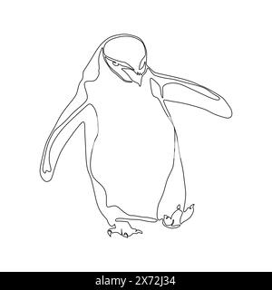 Pinguin Line Art Vektor. Pinguin One durchgehende Linie Design Vektor Illustration isoliert auf weißem Hintergrund. Minimalistische Silhouette Stock Vektor
