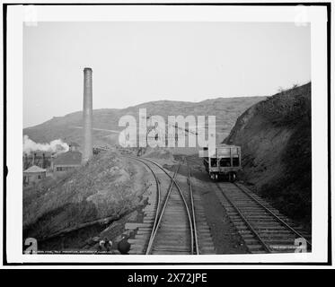 Iron Mine, Red Mountain, Birmingham, Alabama, 'G 3628' auf negativ, Detroit Publishing Co.-Nr. 019418., Geschenk; State Historical Society of Colorado; 1949, Iron Mining. , Eisenbahn. , Usa, Alabama, Birmingham. Stockfoto