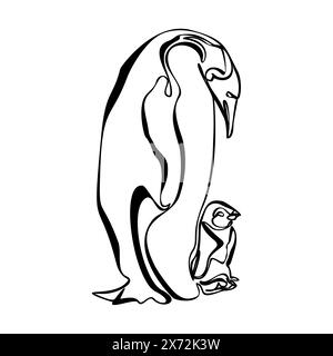Pinguin Line Art Vektor. Pinguin One durchgehende Linie Design Vektor Illustration isoliert auf weißem Hintergrund. Minimalistische Silhouette Stock Vektor