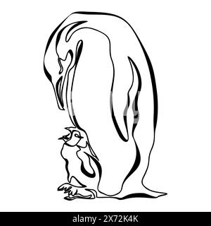 Pinguin Line Art Vektor. Pinguin One durchgehende Linie Design Vektor Illustration isoliert auf weißem Hintergrund. Minimalistische Silhouette Stock Vektor