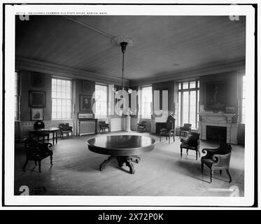 Das Council Chamber, Old State House, Boston, Mass., Detroit Publishing Co. No. 071594., Geschenk; State Historical Society of Colorado; 1949, Capitols. , Konferenzräume. , Usa, Massachusetts, Boston. Stockfoto