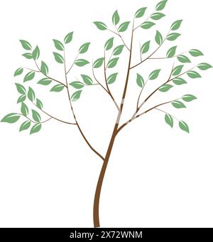 Baum mit grünem Laub. Landschaftsgestaltung, Natur, Wald des Gartens Symbol. Stock Vektor