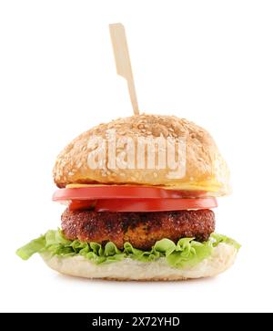 Ein köstlicher vegetarischer Burger, isoliert auf weiß Stockfoto