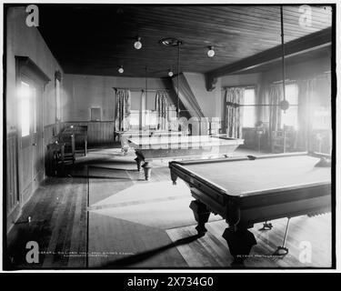 Billardhalle, Paul Smith's Casino, Adirondack Mountains, 'G 1442' auf negativ, Detroit Publishing Co.-Nr. 062046., Geschenk; State Historical Society of Colorado; 1949, Resorts. , Casinos. Billard-Zimmer. , Usa, New York (Bundesstaat), Paul Smiths. , Usa, New York (Bundesstaat), Adirondack Mountains. Stockfoto