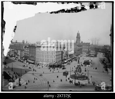 Cadillac Square and County Building, Detroit, mir., Titel aus Jacke., Soldiers' and Sailors' Monument in Center., No. Detroit Publishing Co. No., Gift; State Historical Society of Colorado; 1949, Plazas. , Denkmäler und Denkmäler. , Regierungseinrichtungen. , Vereinigte Staaten, Geschichte, Bürgerkrieg, 1861-1865. , Usa, Michigan, Detroit. Stockfoto