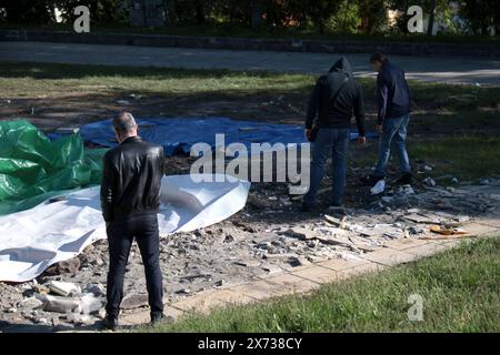 Nicht exklusiv: KIEW, UKRAINE - 17. MAI 2024 - der Ort, an dem sich die SAF-Kirche (provisorisches Gebäude) befand, die illegal von den religiösen Kommunisten errichtet wurde Stockfoto