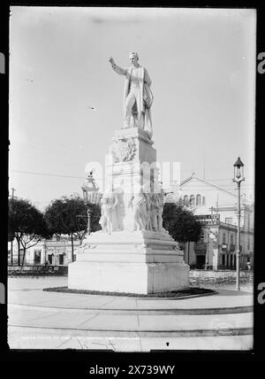 Statue von Jose Marti, Central Park, Havanna, Kuba, 'K-4' auf negativ. Detroit Publishing Co.-Nr. 9446., Geschenk; State Historical Society of Colorado; 1949, Marti, Jose, 1853-1895, Statuen. , Parks. , Skulptur. Kuba, Havanna. Stockfoto