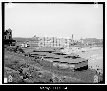 Nantasket Beach, Mass., Titel aus Jacke., einschließlich Paragon Park Vergnügungspark., '2817' auf negativ. Detroit Publishing Co.-Nr. 034076., Geschenk; State Historical Society of Colorado; 1949, Beaches. , Vergnügungsparks. , Pavillons. , Usa, Massachusetts, Nantasket Beach. Stockfoto