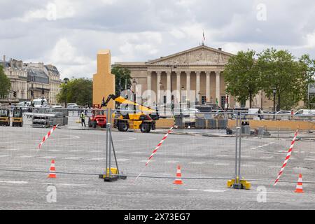 Alexis Sciard/IP3; Paris, Frankreich, 17. Mai 2024 - einige Verkehrsadern sind in der Nähe der französischen Nationalversammlung wegen der Vorbereitungen für die Olympischen Spiele 2024 geschlossen. Die Olympischen Spiele 2024 in Paris finden vom 26. Juli bis 11. August 2024 16 Tage lang statt. PARIS 2024, PREPARATION, ILLUSTRATION, ASSEMBLEE NATIONALE, CHANTIER, SPORT, JEUX OLYMPIQUES, LIEU TOURISTIQUE, JO Credit: MAXPPP/Alamy Live News Stockfoto