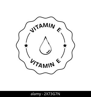 Vitamin-E-Emblem auf weißem Hintergrund Stock Vektor