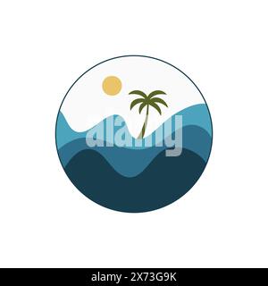 Abstrakte Strandszene mit Palmen und Sonne Stock Vektor
