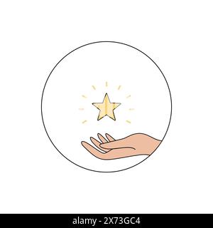Hand hält einen goldenen Stern mit Rochen Stock Vektor