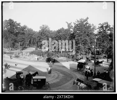 Central Ave., Belle Isle Park, Detroit, Videobilder sind nicht sequenziell; die tatsächliche Reihenfolge von links nach rechts ist 1A-06037 oder 06036, 06034 oder 06035 oder 06033, 06031 oder 06032. Datum basiert auf Detroit, Katalog J (1901). sieben negative bilden ein vierteiliges Panorama mit zwei nahen Varianten des linken Abschnitts, drei des mittleren Abschnitts, und zwei der rechten Sektion, Detroit Publishing Co.-Nr. 010432., Geschenk; State Historical Society of Colorado; 1949, Streets. , Parks. , Usa, Michigan, Detroit. Stockfoto