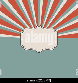Gestreifter Vintage-Hintergrund im Retro-Stil mit leerem Etikett Stock Vektor