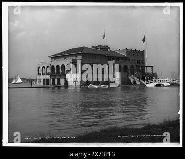 Detroit Boat Club, Belle Isle Park, Detroit Publishing Co.-Nr. 018491., Geschenk; State Historical Society of Colorado; 1949, Boat Clubs. , Clubhäuser. , Uferpromenade. , Usa, Michigan, Detroit. Stockfoto