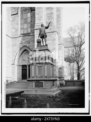 Columbus Statue, Boston, Mass., '1678' auf negativ. Detroit Publishing Co.-Nr. 017081., Geschenk; State Historical Society of Colorado; 1949, Columbus, Christopher. , Skulptur. , Usa, Massachusetts, Boston. Stockfoto