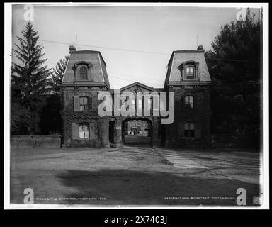 Der Eingang, Vassar College, Detroit Publishing Co.-Nr. 016928., Geschenk; State Historical Society of Colorado; 1949, Gates. , Universitäten und Hochschulen. , Usa, New York (Bundesstaat), Poughkeepsie. Stockfoto