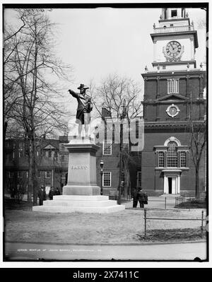 Statue von John Barry, Philadelphia, Pa., vor der Independence Hall., 'G 4114' auf negativ. Detroit Publishing Co. No. 070651., Geschenk; State Historical Society of Colorado; 1949, Barry, John, 1745-1803, Statuen. , Skulptur. , Kapitole. , Usa, Pennsylvania, Philadelphia. Stockfoto